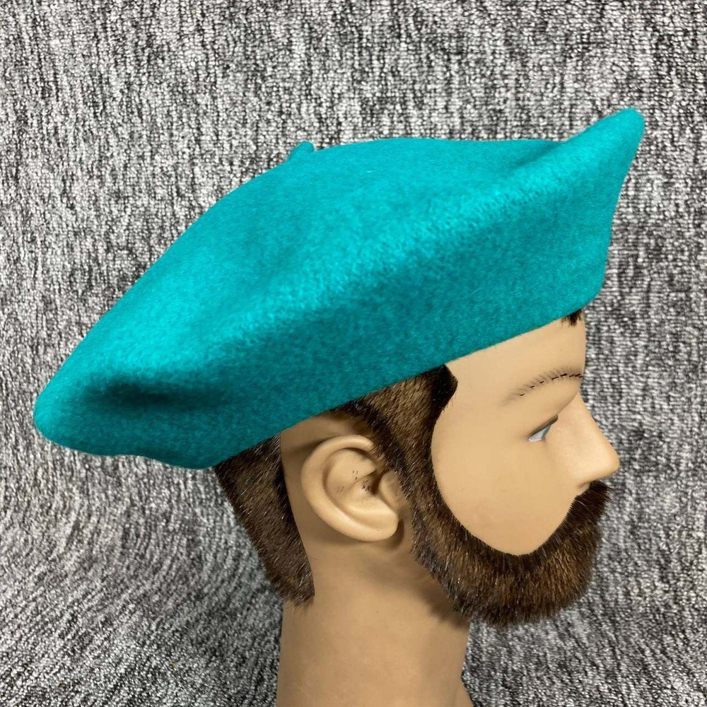 Vtg Beret Basque De Luxe Teal Green Wool‎ Hat Dorfman Pacific Satin Lined French